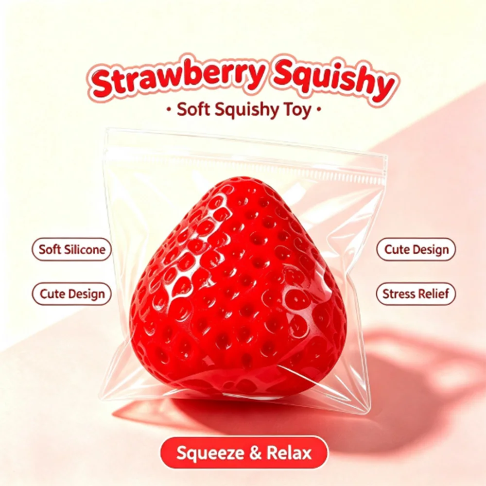 Strawberry Taba Squishy Fidget Toy Slow Rebound Stress Relief Squeeze Beauty Gift for People Office Party Favors Anxiety Relief
