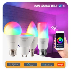 Tuya Rgb Bulb Smart Gu10 C37 A60 T37 E14 E27 B22 Light Dimmable Wifi Led Magic Lamp AC 110V 85V-265V Work With Alexa Google Home