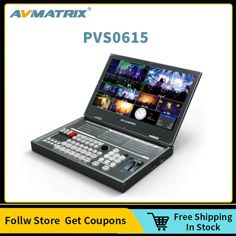 

AVMATRIX PVS0615 15.6 Inch 6 Channel Inputs Portable FHD LCD Screen Multi-Format Video Switcher With Audio Mixer&PIP Mode