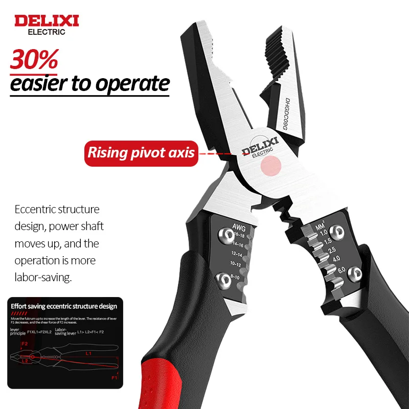 DELIXI ELECTRIC 7/9 Inch Wire Pliers Sharp Large Opening Stripping Pliers Industrial Grade Multifunctional Hardware Manual Tools