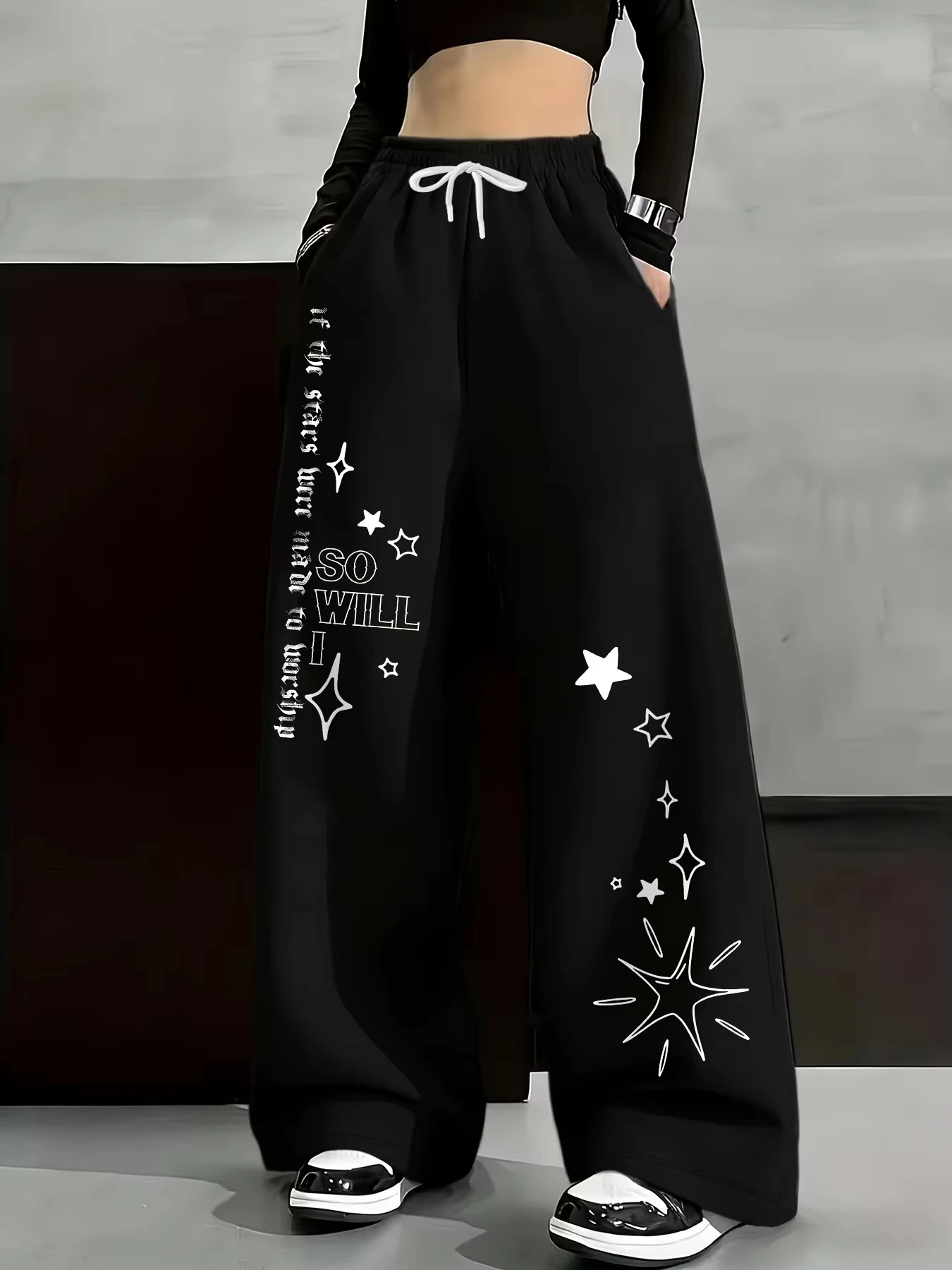 Hot-selling Autumn and Winter Women's Fun Printed Hip Hop "Star Letter" Personalized Pattern Printed Street Trendy Versatile Y2k