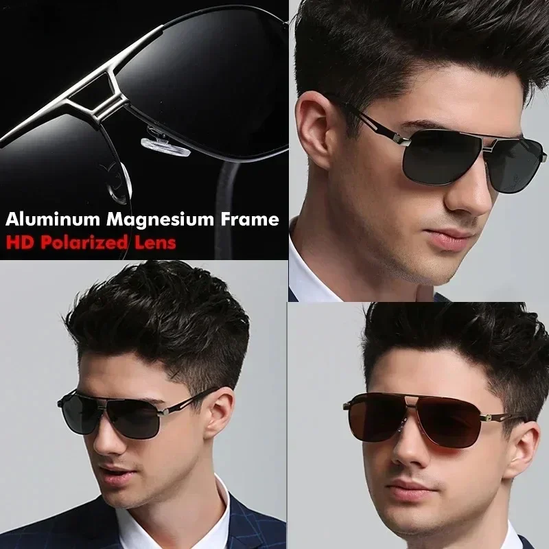 

1PC Premium Al-Mg Alloy Square Sunglasses for Men Polarized Photochromic UV400 Anti-Glare Safety Driving Eyewear