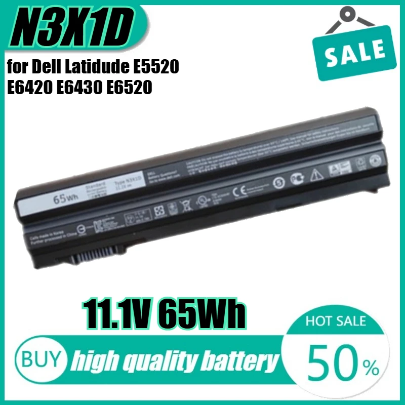 

11.1V 65Wh N3X1D Laptop Battery for Dell Latidude E5520 E6420 E6430 E6520 E6540 E6530 Precision M280 T54FJ