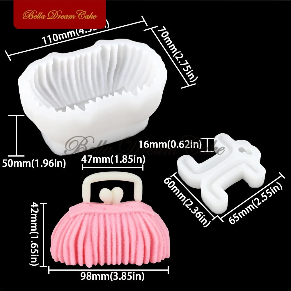 2 pçs/set moda bolsa design silicone mousse molde 3d sobremesa molde de chocolate diy vela moldes ferramentas de decoração do bolo bakeware