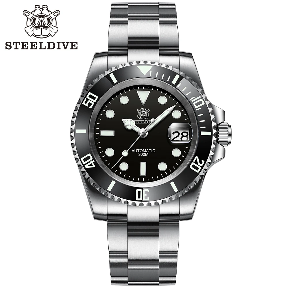 STEELDIVE-SD1953 para hombre, reloj automático de acero inoxidable, esfera bicolor, NH35, resistente al agua hasta 300M, cristal de zafiro, novedad