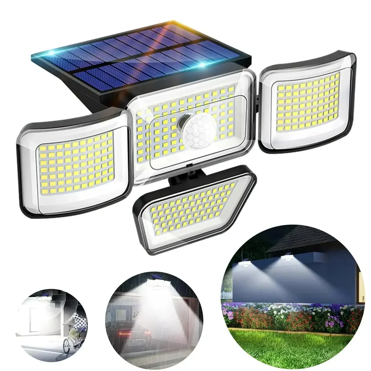 

278LED Outdoor Solar Lights 4 Heads Adjustable Motion Sensor Wall Lamp IP65 Waterproof Garden Outdoor Lighting Wall Lights