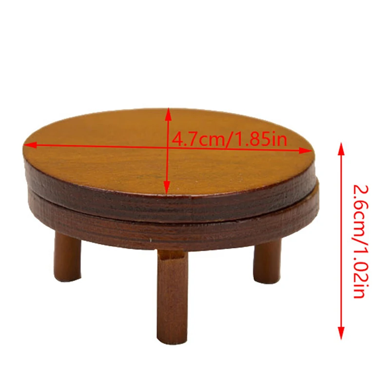 1:12 Dollhouse Miniature Round Table Tea Coffee Table End Table with Mat Furniture Model Decor Toy Doll House Accessories