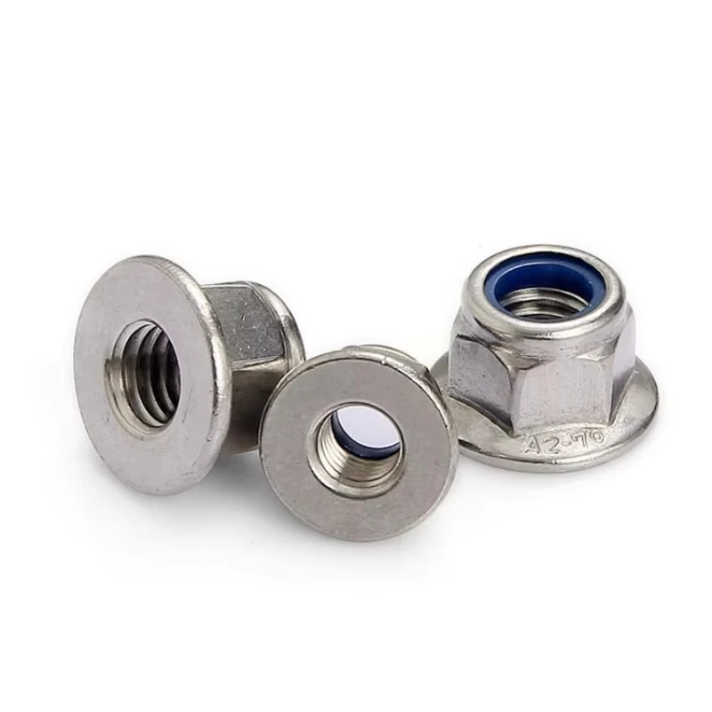 Premium SS 2-20Pcs 304 Stainless Steel Flange Lock Nut with Nylon Insert – Hexagon Locknut M4 M5 M6 M8 M10 M12 DIN6926