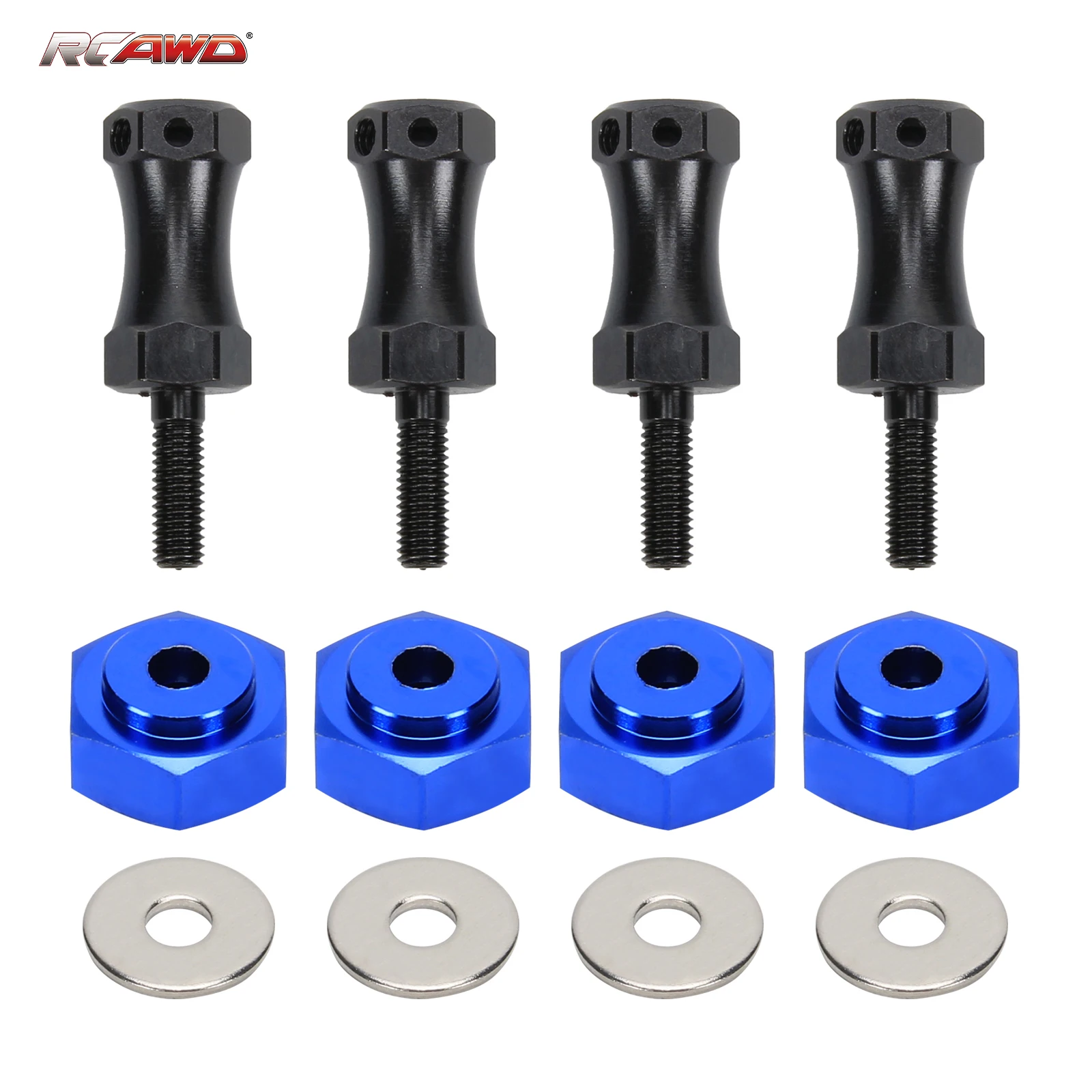 RCAWD 20mm 확장 휠 육각 어댑터는 12mm를 17mm로 변환하여 1/10 Losi Baja Rey Rock Rey LOS03030 LOS03020V2 업그레이드 부품에 사용됩니다.