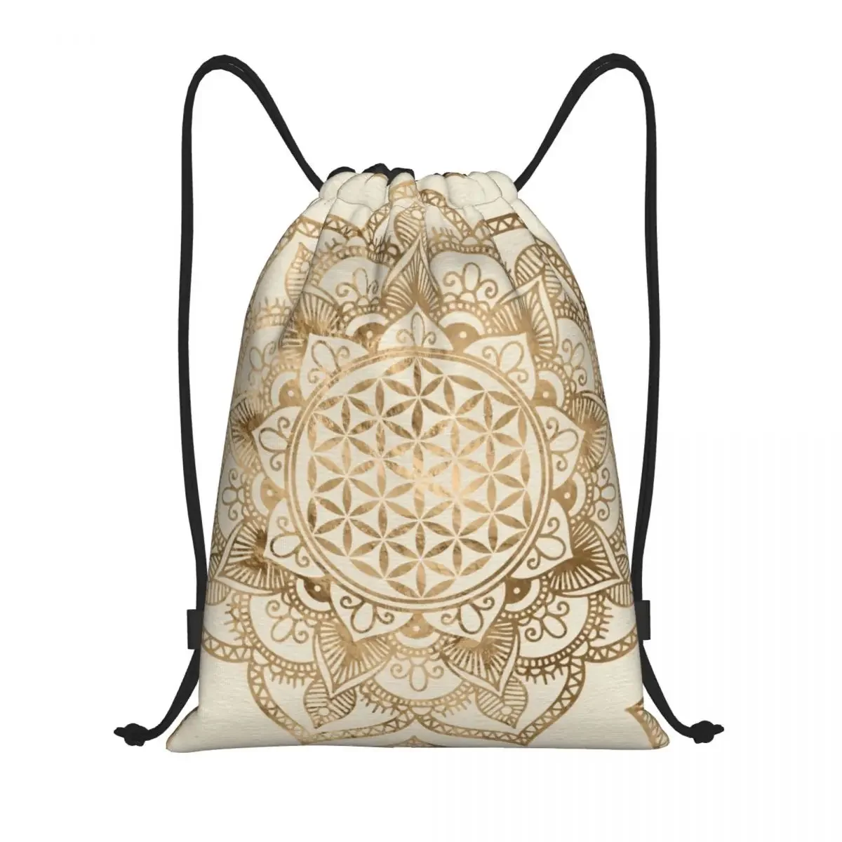 Custom Mandala Flower Of Life In Lotus Drawstring Bags Women Men Lightweight Sacred Geometry Sports Gym Storage Backpack