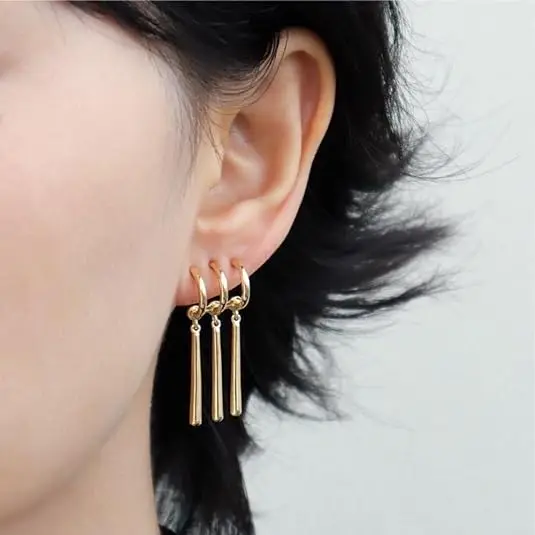 Pendientes de Anime Zoro de una pieza para mujer y hombre, joyería de Cosplay, Piercing, pendiente Triple falso, pendiente largo colgante, 1 par