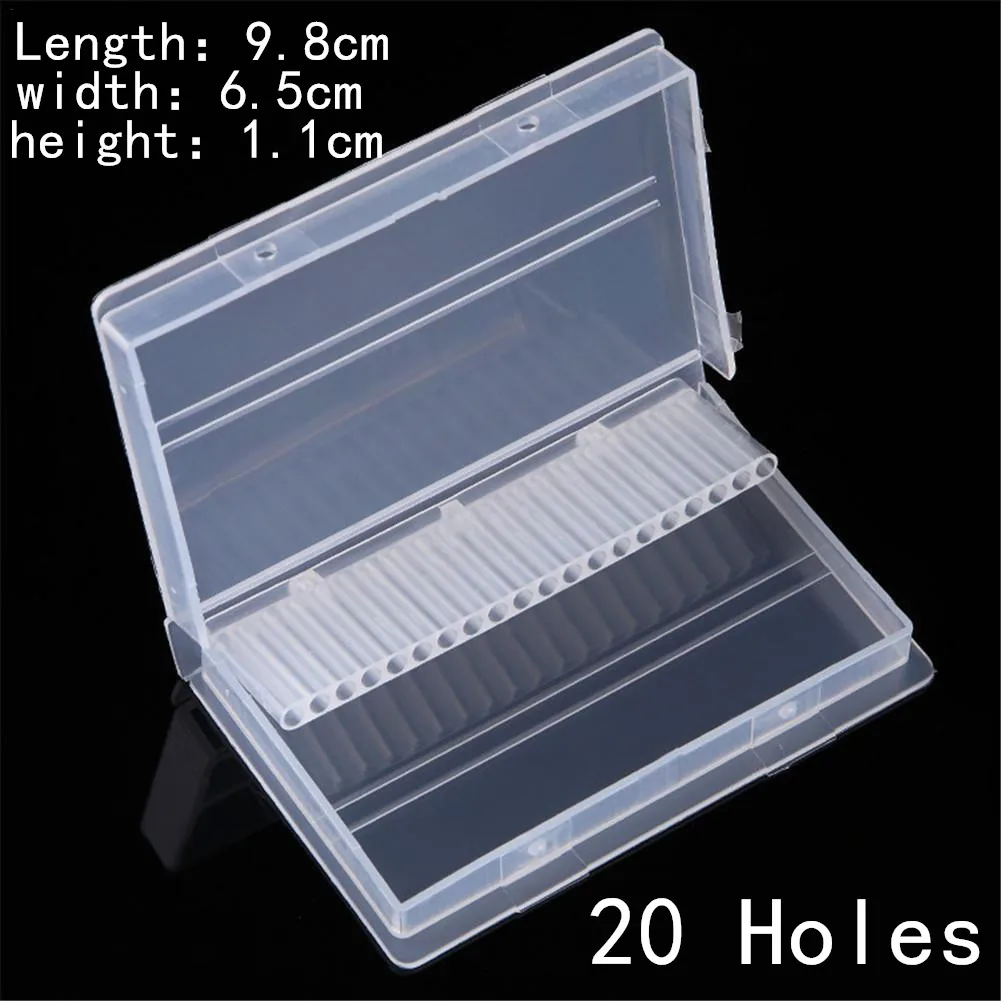 1 Piece of Transparent Acrylic Nail Drill Stand 30/20/10 Hole Plastic Display Stand Container Drill Bit Display Storage Box