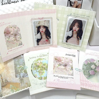 Tarjeta plegable de campo de primavera coreana, 10 Uds., estrella Kpop trasera, tarjeta fotográfica de 3 pulgadas, Material de embalaje DIY, tarjeta Kawaii, tablero fijo para mensajes