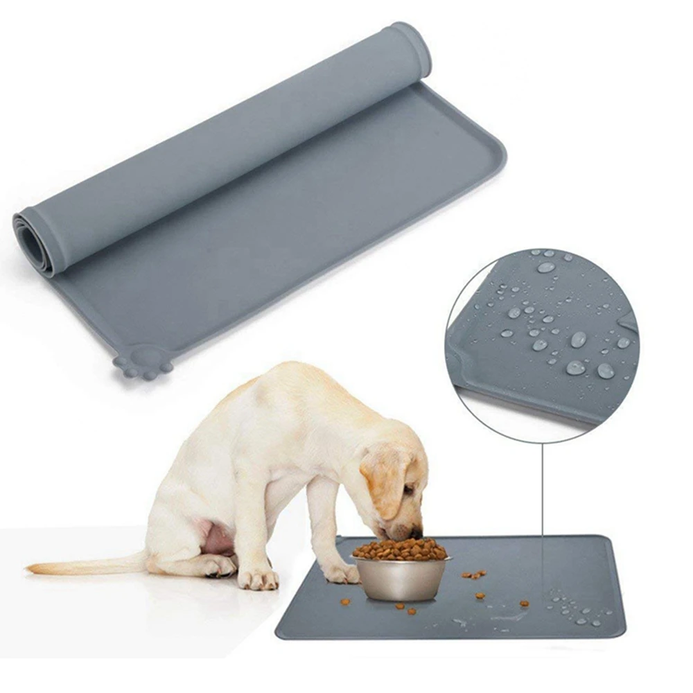 Silicone Pet Food Mat with High Lips Non-Stick Waterproof Dog Cat Food Feeding Pad Puppy Feeder  Bowl Placemat Tray 5 Colors