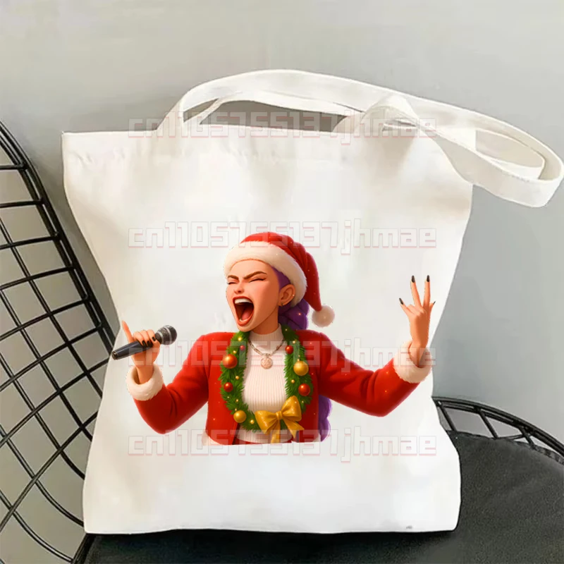 عيد الميلاد طبعة خاصة أكياس Kpop شيطان الصيادين حمل حقيبة قماش حقيبة كتف التنقل اليومي المرأة حقيبة تسوق العصرية للطي #2