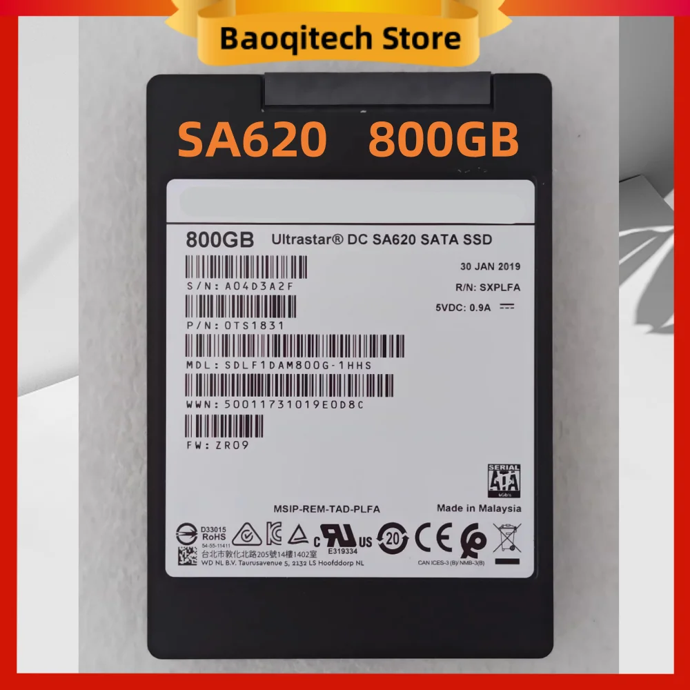 Originale per WD Western Digital SA620 1.6T 800G SATA 3.0 6Gb/s Unità a stato solido aziendale da 2,5 pollici MLC Adatto