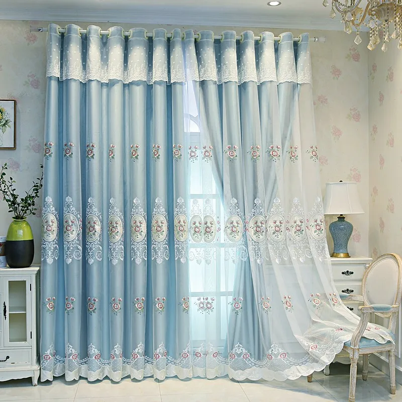 

Cloth and Gauze Integrated Double-layer New Style High-end Atmosphere Blackout Window Curtains for Living Dining Room Bedroom