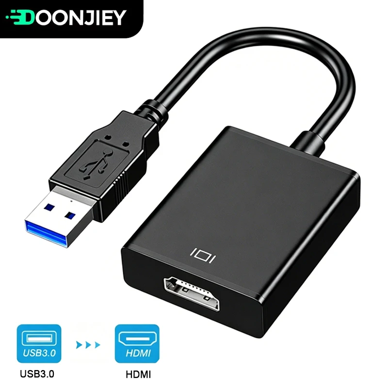 DOONJIEY USB 3.0 to HDMI Adapter 1080P USB External Video Card Adapter Cable Compatible with Windows 10/11 MacOS for PC Laptop