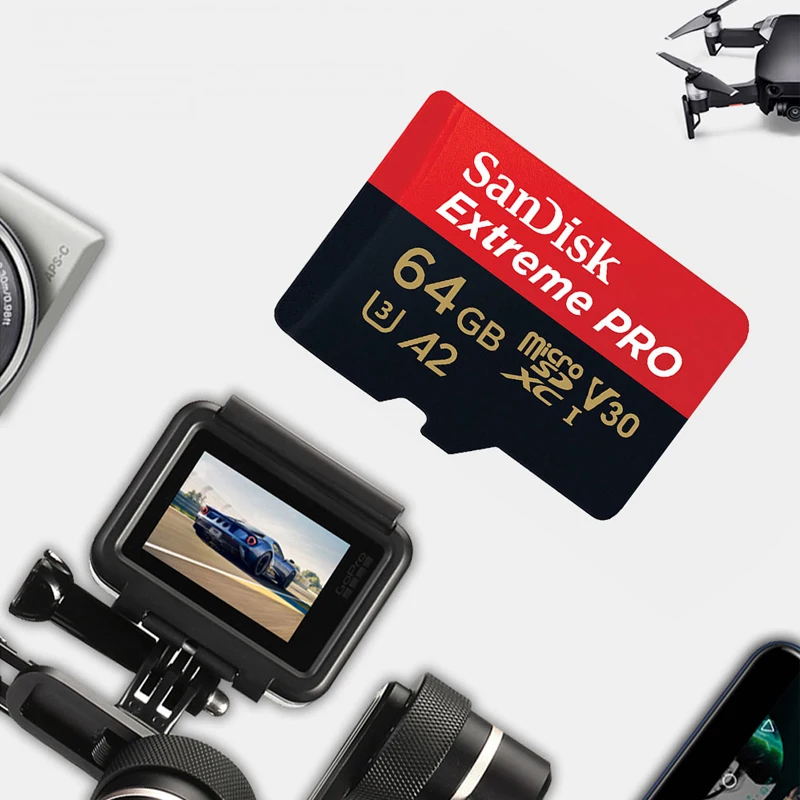 SanDisk 메모리 카드 512 기가 바이트 마이크로 SD 카드 SDXC UHS-I 기가 바이트 128 기가 바이트 64 기가 바이트 U3 C10 V30 A2 4K 익스트림 프로 TF 플래시 카드 어댑터