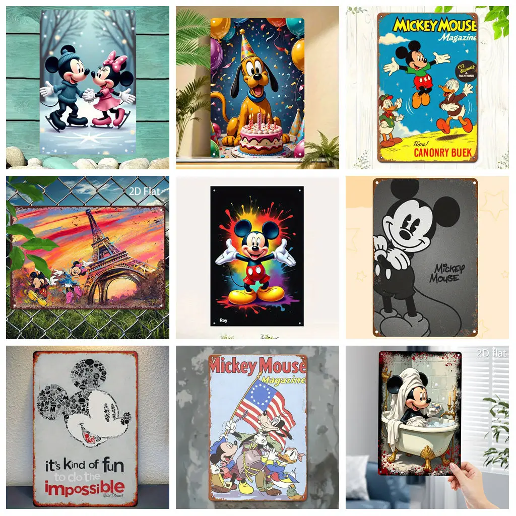 

Miniso Disney Mickey Tin Sign Home Decor Wall Decor Art Wall Mural Room Decoration Decor Retro Metal Sign Plate Bar Posters