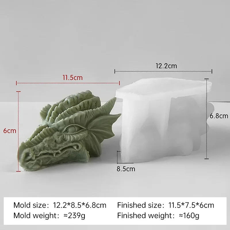 3D Large Dragon Head Silicone Candle Mold  Plaster Ornaments Molds Handmade Candle Making Supplies