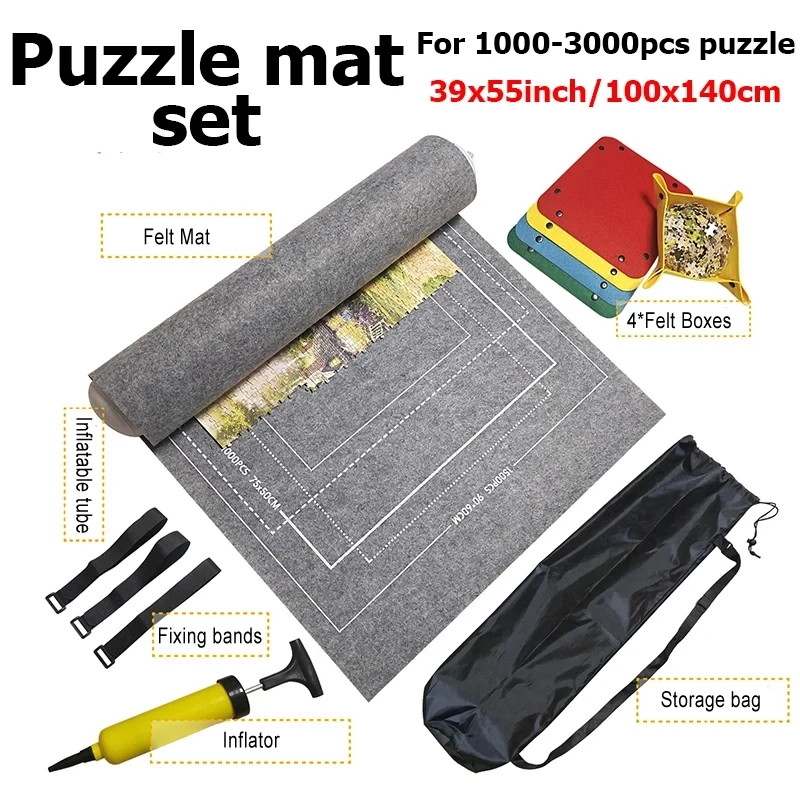 Felt Puzzle Mat Set for 1500-3000pcs Available Puzzle Playing Blanket with Portable Travel Storage bag Puzzle Accessories