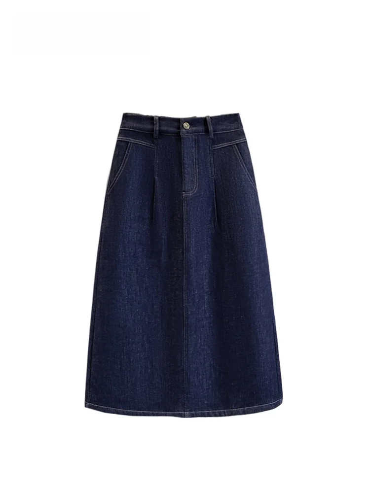 

Модная джинсовая юбка с высокой талией на флисовой подкладке для полных женщин, корректирующая фигуру, для весеннего повседневного образа