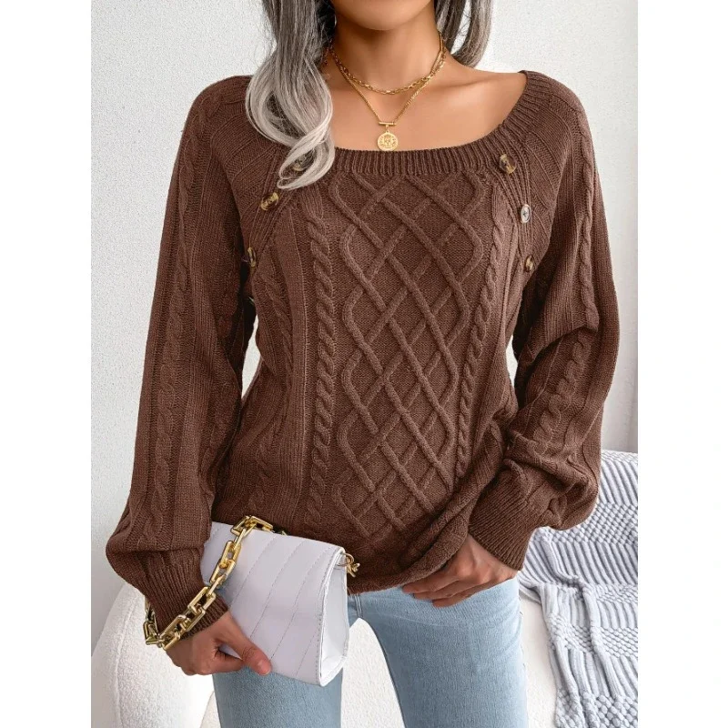 Autumn 2023 Knitted Sweater Women Jumper Ladies Button Sweater Pullover Women Loose Long Sleeve Sweaters for Women sweaters