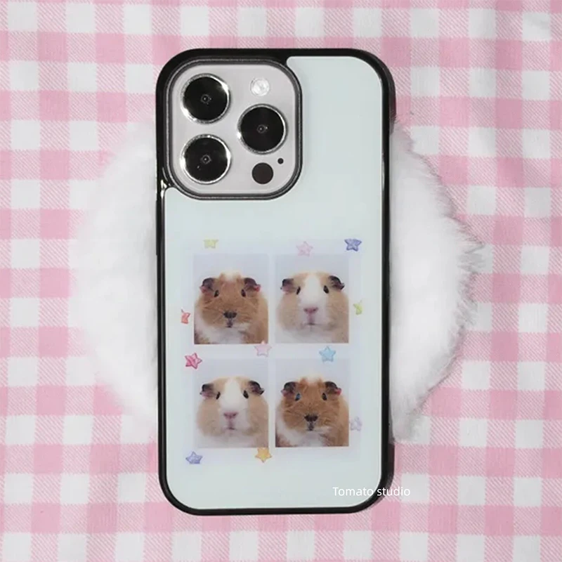 Korean Ins Guinea Pig Head Sticker Phone Case For iPhone 17 Air 16 Pro Max 15 14 Plus 13 12 11 Shockproof Silicone Back Cover - view 4