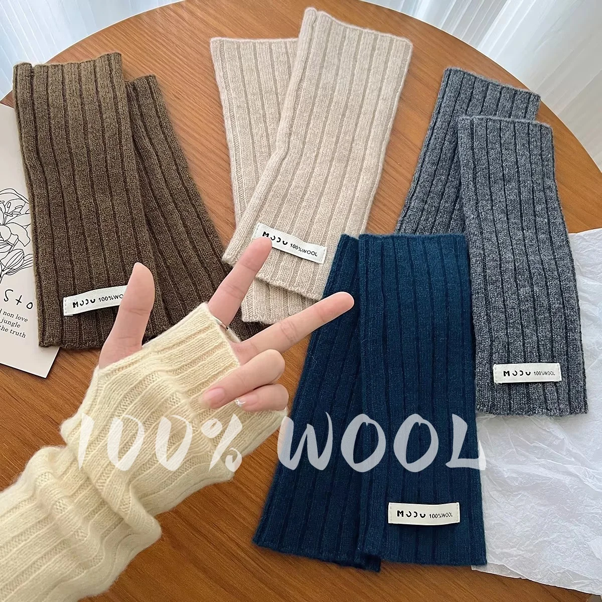 

Перчатки из 100% шерсти, женские перчатки с сенсорным экраном, зима-осень, женские теплые классические вязаные перчатки до запястья, женские варежки 2025