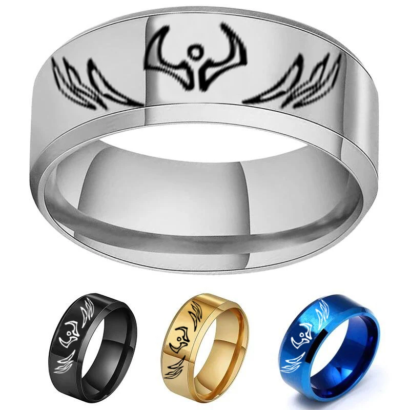 Anime Jujutsu Kaisen Ryomen Sukuna Ring 7-12MM Stainless Steel Band Ring Engraved King of Curses Symbol Cosplay Jewelry Gift
