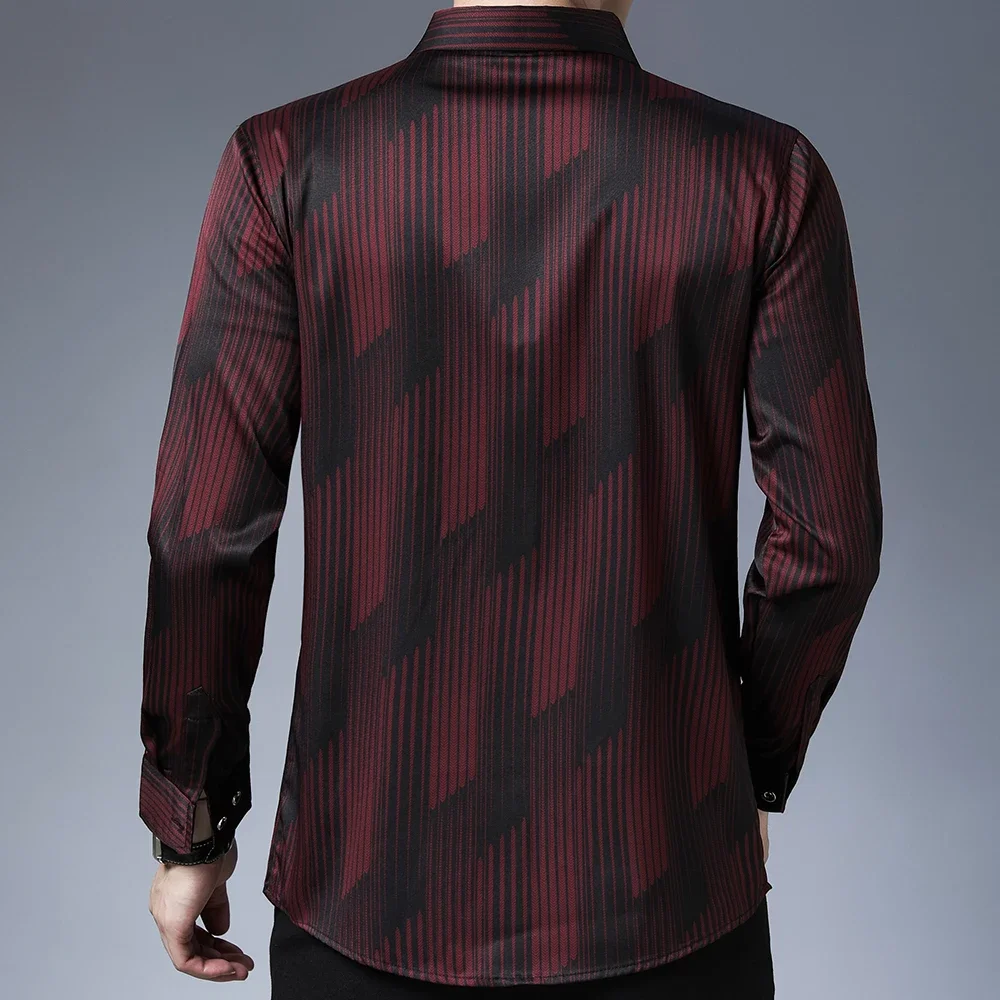 

2022 Brand New Long Sleeve Men Social Shirt Streetwear Casual Striped Shirts Dress Mens Slim Regular Fit Clothes Fashions 1302