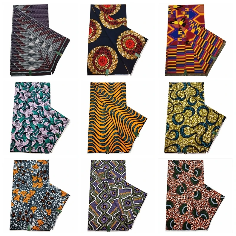 

Top Sale Real Wax African Prints Fabric Sewing Garment Craft Black Red Fashion Pagne Loincloth Soft Cotton African Dress