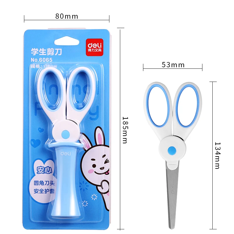 Deli 6065 DIY Craft Scissors Chat Kawaii Lovely Rabbit Shaped Safty Scissors For Kids Children Students Paper Cutting Tool