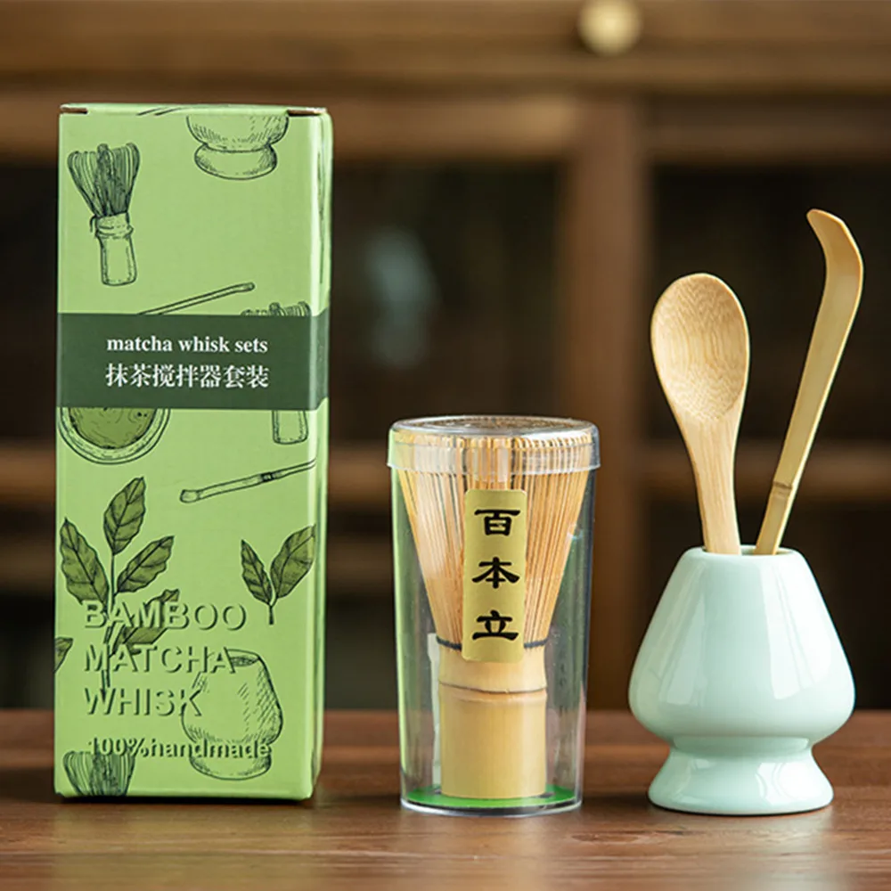 Japanese Matcha Tea Set Multifunction Matcha Powder Kit Handmade Whisk Accessories Holder Tea Lovers Tea Brush Tea Spoon