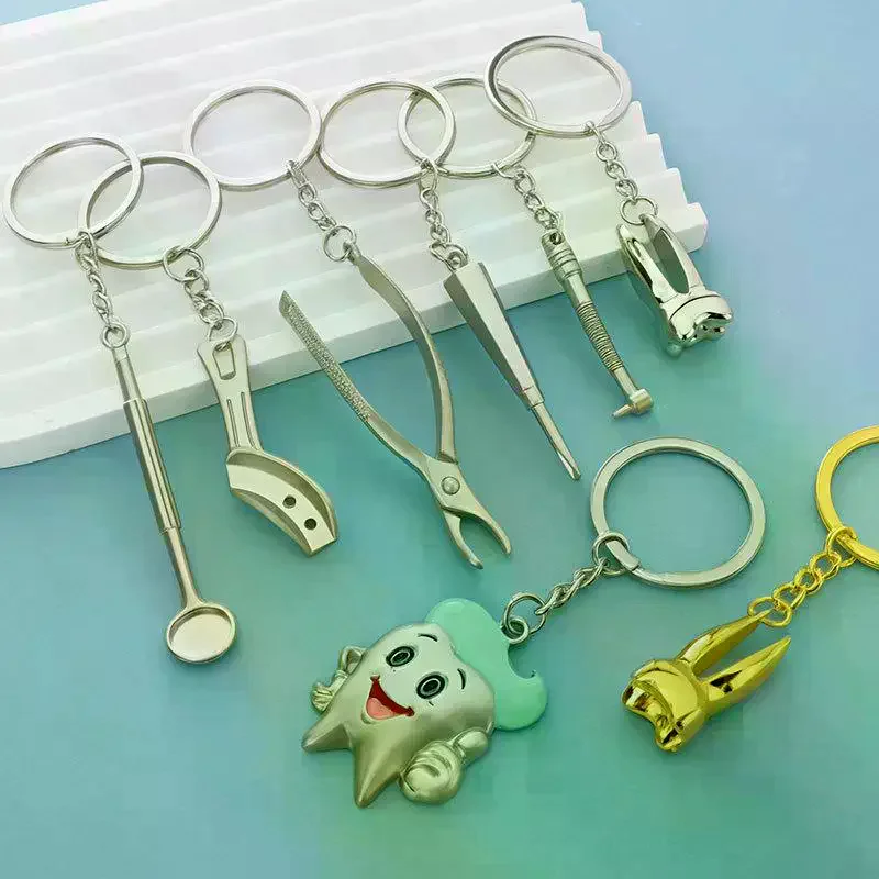 Dental Tools Teeth Keychain Simulation Tooth Key Holder Clinic Promotion Gift Mini