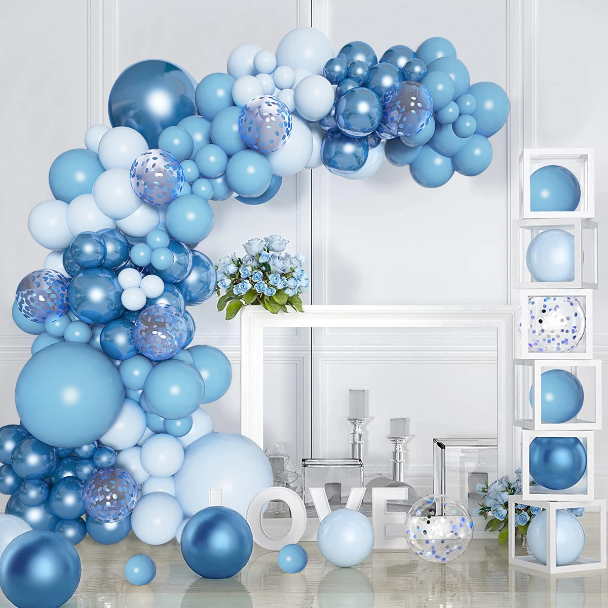 Blue Balloon Garland Arch Kit Baby Shower Boy Kids Birthday Ballon 1st One Year Birthday Wedding Party Decoration Latex Baloon