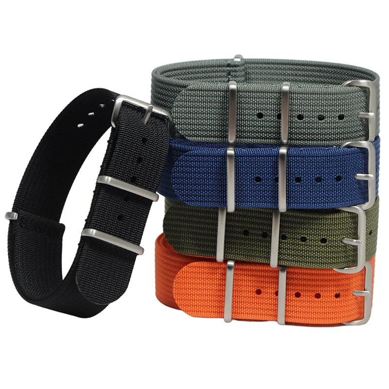 New Ribbed Nylon Strap 18mm 20mm 22mm Nylon Watch Straps Braid Ballistic Fabric Watchband Accessories for Military Watch Band