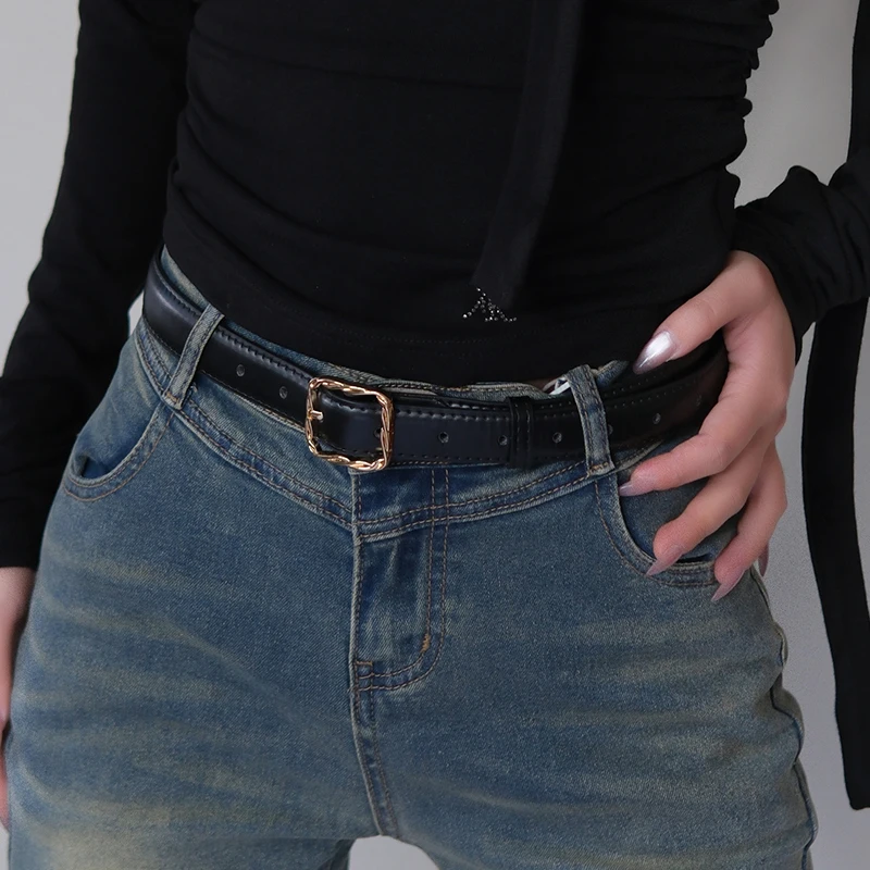 

Высококачественный кружевной ремень с квадратной пряжкой для женщин; простой и универсальный ремень для костюмных брюк с модными и утягивающими личными украшениями