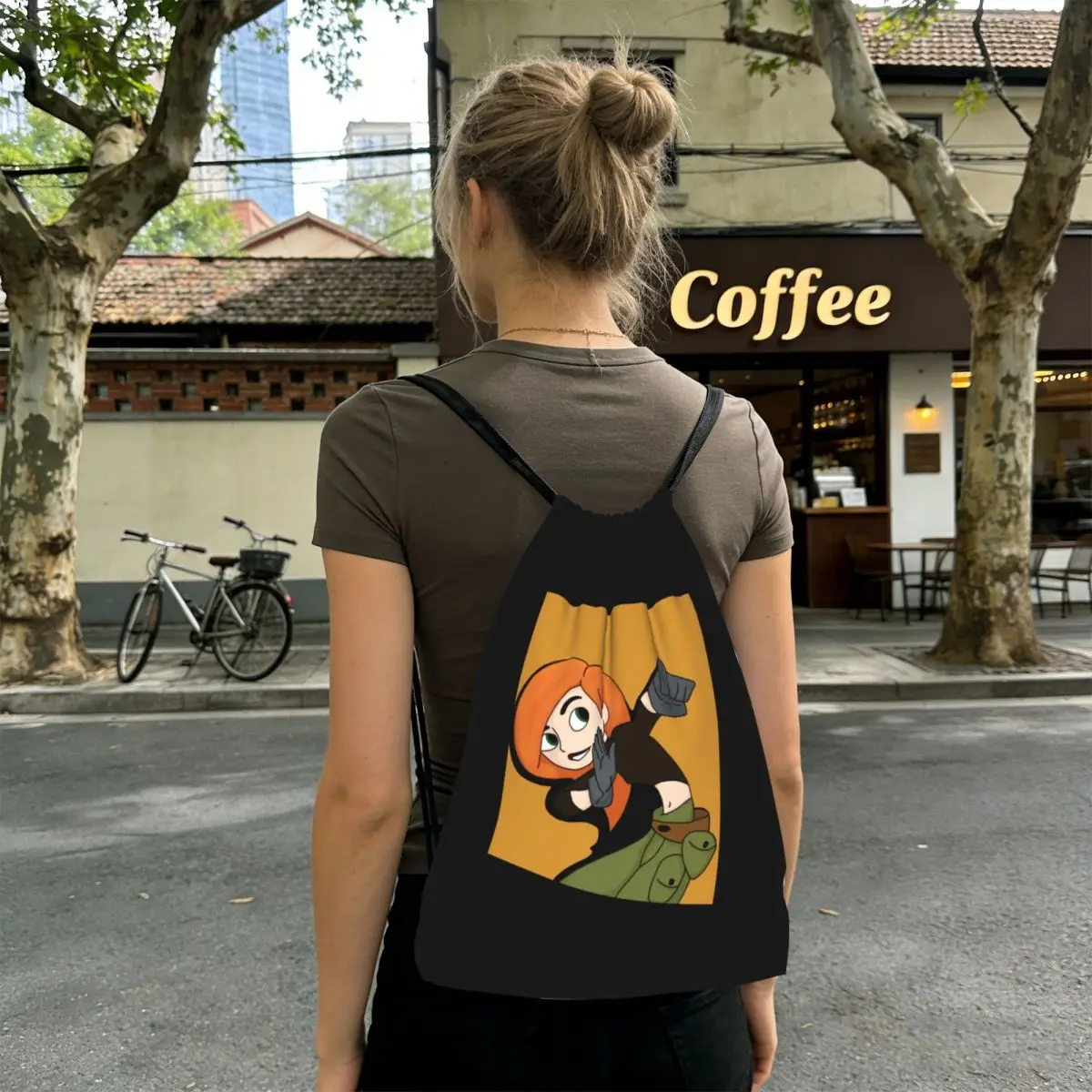 Kim Possible - Comic Panel Style Backpacks Fashion Drawstring Bags Sports Bag Book Bags for Travel Students