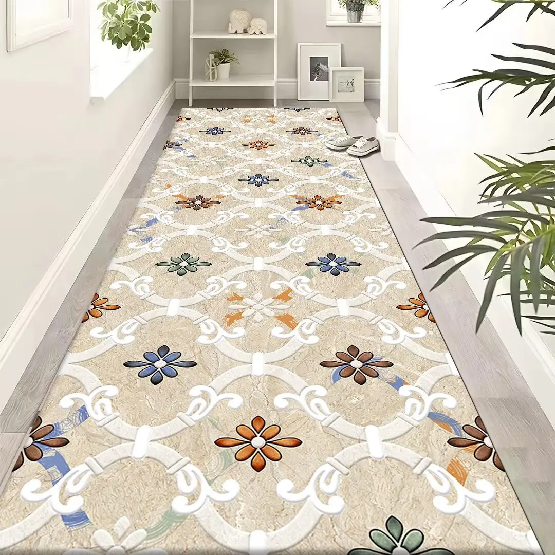 

Moroccan Retro Floral Tile Corridor Carpet Decoration Home Long Runner Rug Stairs Porch Non-slip Floor Mat Living Room Custom