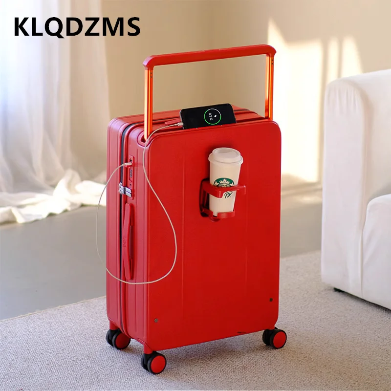 

KLQDZMS 20"22"24"26Inch Luggage Travel Bag Multifunction Boarding Box USB Charging Trolley Case Lightweight Rolling Suitcase