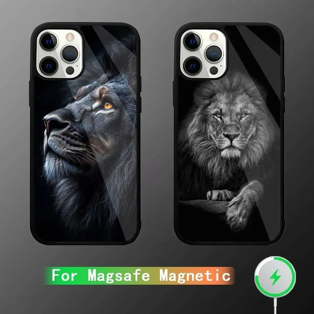

The Lion Phone Case For iPhone 16,15,14,13,12,11,Pro,Max,Plus,Mini,SE New Magsafe Magnetic Wireless Charging