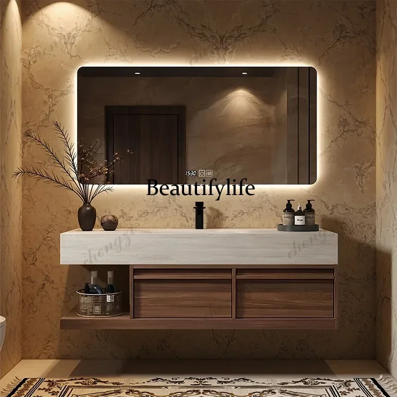 New Chinese walnut bathroom cabinet bone line washbasin cabinet combination  a17