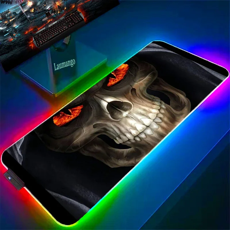 

Dark Horror Skull Mause Pad Gamer Desk Mouse Carpet Computer Accessories Game Mats Backlit Mat Anime Mousepad Rgb Diy Pc Laptop