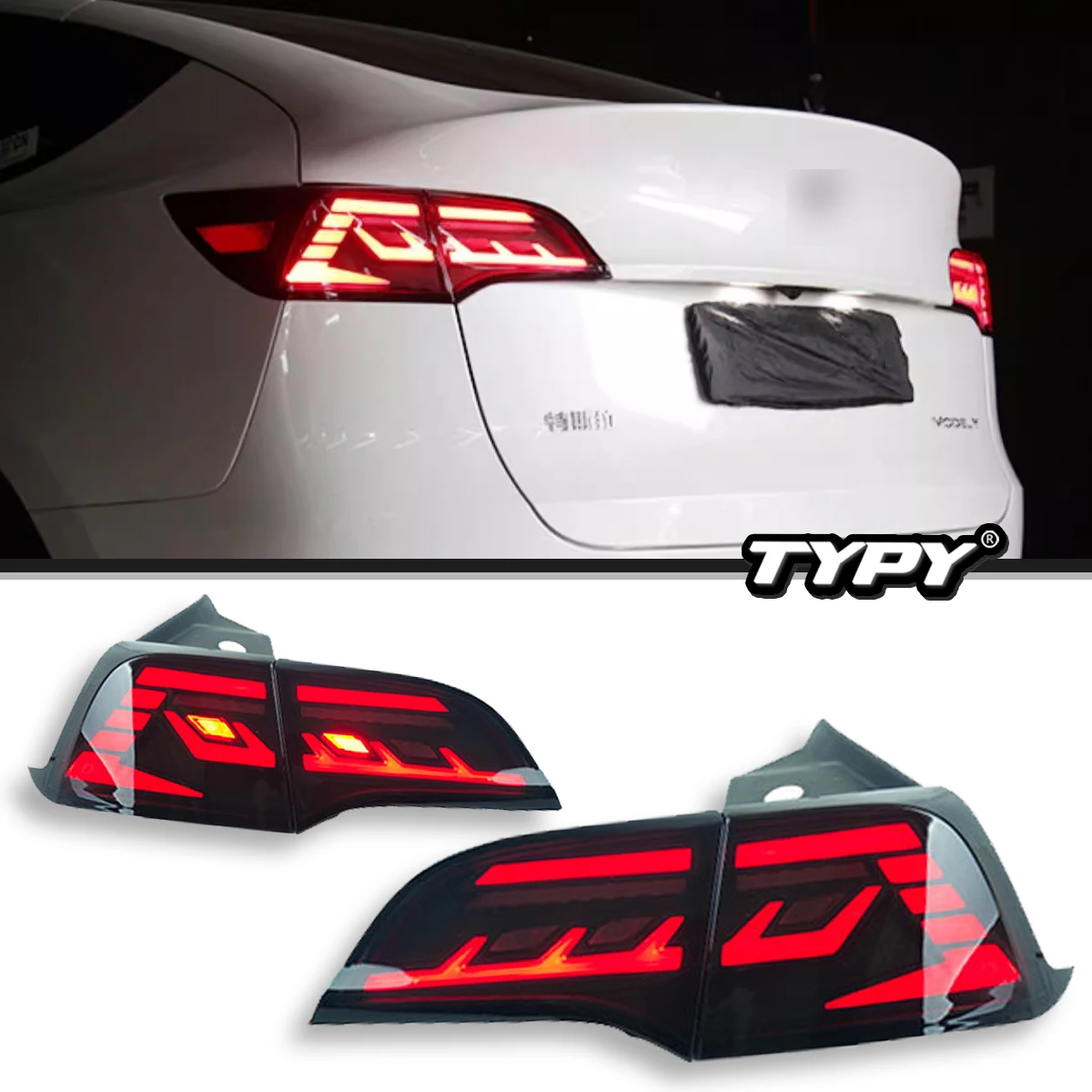 

TYPY LED Taillight For Tesla Model 3 Model Y 2019-2022 Full Set with DRL Sequential Turn Signal Taillights