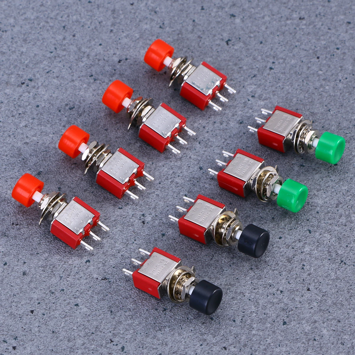 

8 pcs 6Mm Self-Reset Push Button Switch Metal Shell Momentary On Off 2A 250Vac 5A 120Vac Panel Mount Contact Switch For