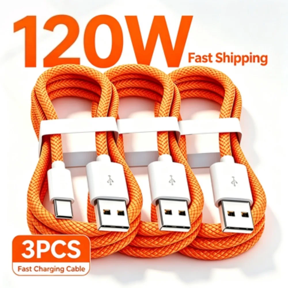 3PCS USB A Cable to USB C 240W Fast Charging Charger Cable Supports Fast Charging For iPhone 17 16 15 Samsung Huawei Xiaomi ETC