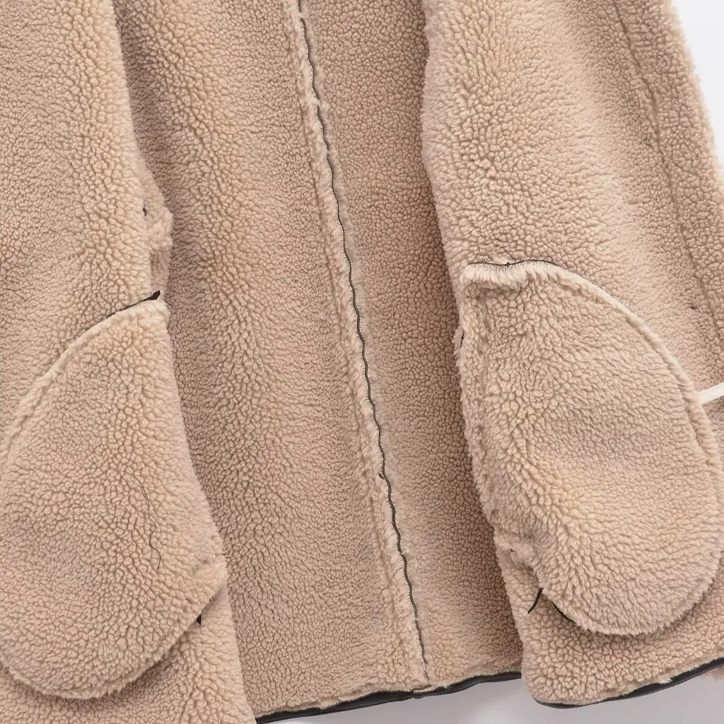 

Autumn Winter Fashion Casual Loose Fur Jacket Coat Women's European American Style Leather Outerwear by