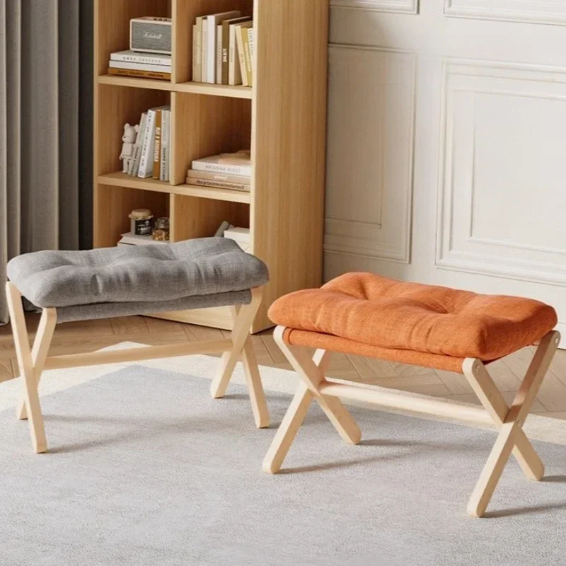 Solid wood folding shoe changing stool wearing shoe stool sofa foot pedal office foot stool ottoman foot support